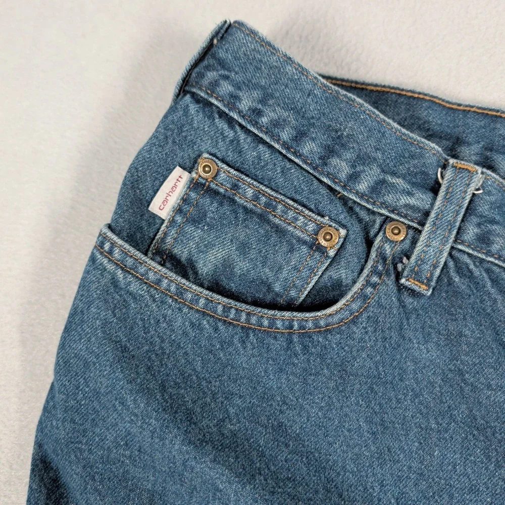 Carhartt Jeans Mens 48x28 Blue B460 DVB Relaxed Fit Workwear Denim Pants